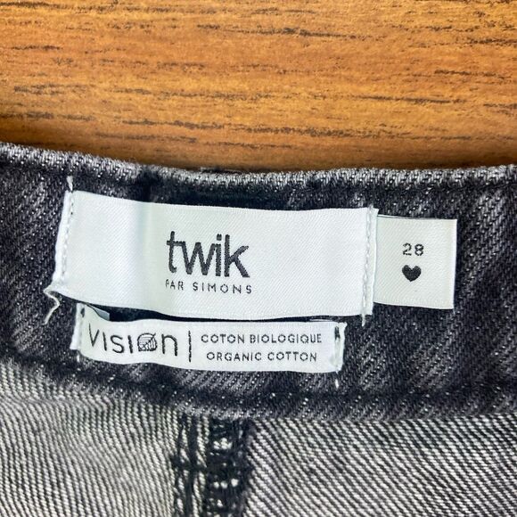 TWIK Par Simons Sz 28 Cotton Women Denim Pleated Black Cut Off Hi Waist Shorts - Picture 2 of 7